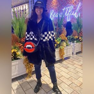 Furry black / white checkered jacket